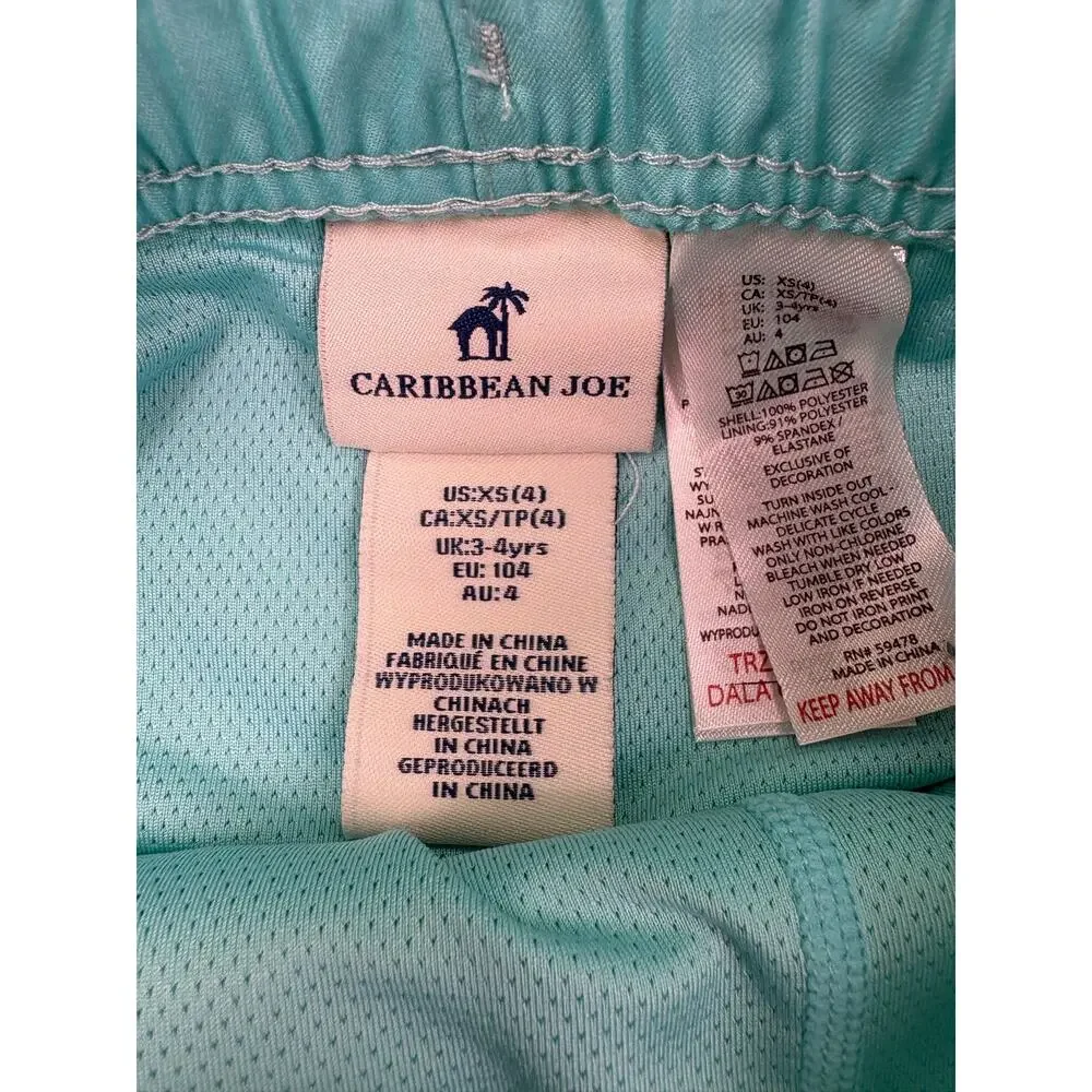 Caribbean Joe Boys Swim Trunks Size 4 XS Dinosaur Tropical Beach Print NWT